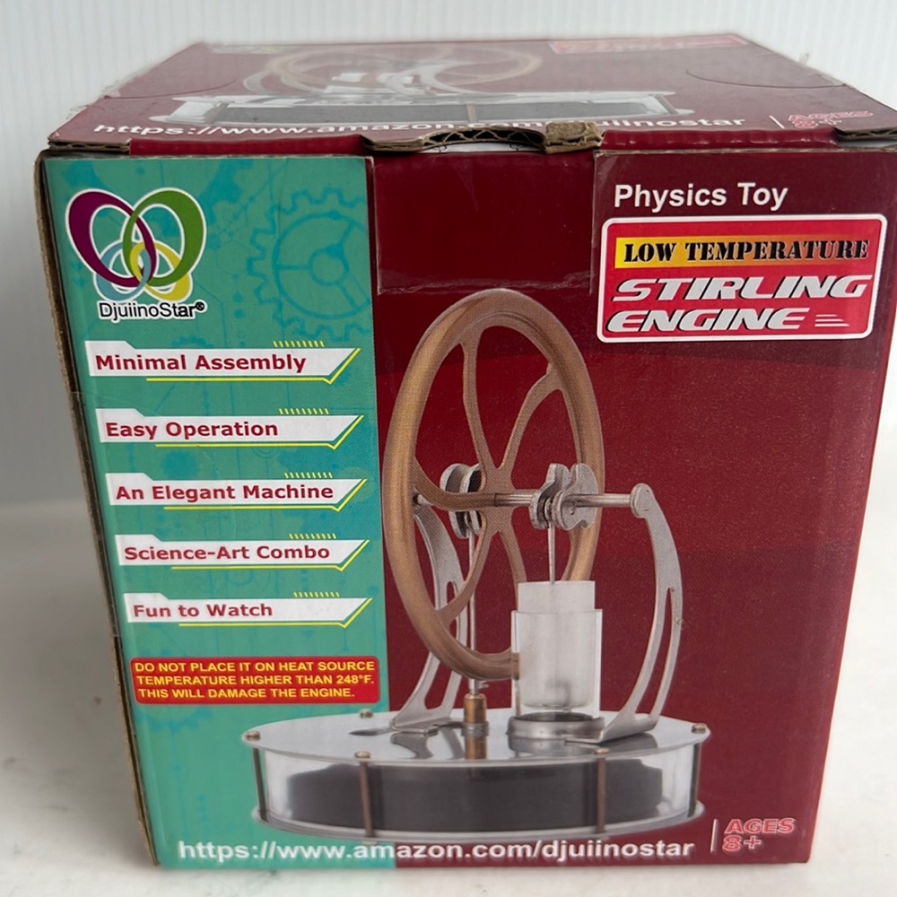 LOW TEMPERATURE STIRLING ENGINE PHYSICS TOY SCIENCE LEARNING ART